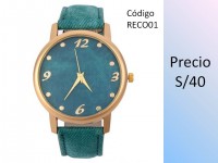 RELOJ TIPO TELA JEAN VERDE